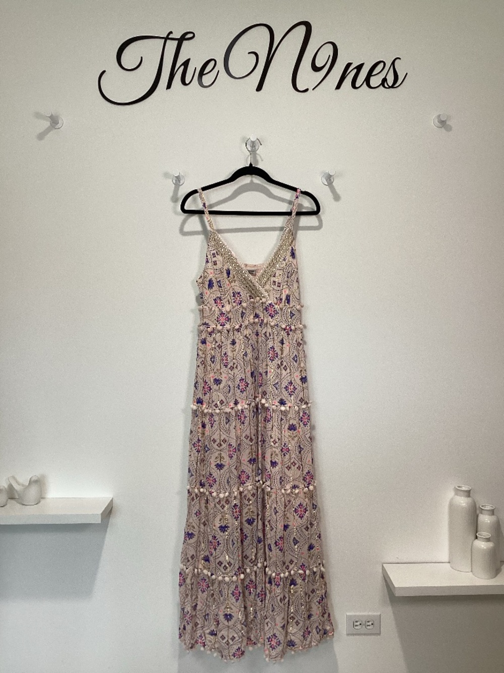 Boho Dress in Peach, Hot Pink, Gold & Blue L/XL NWT